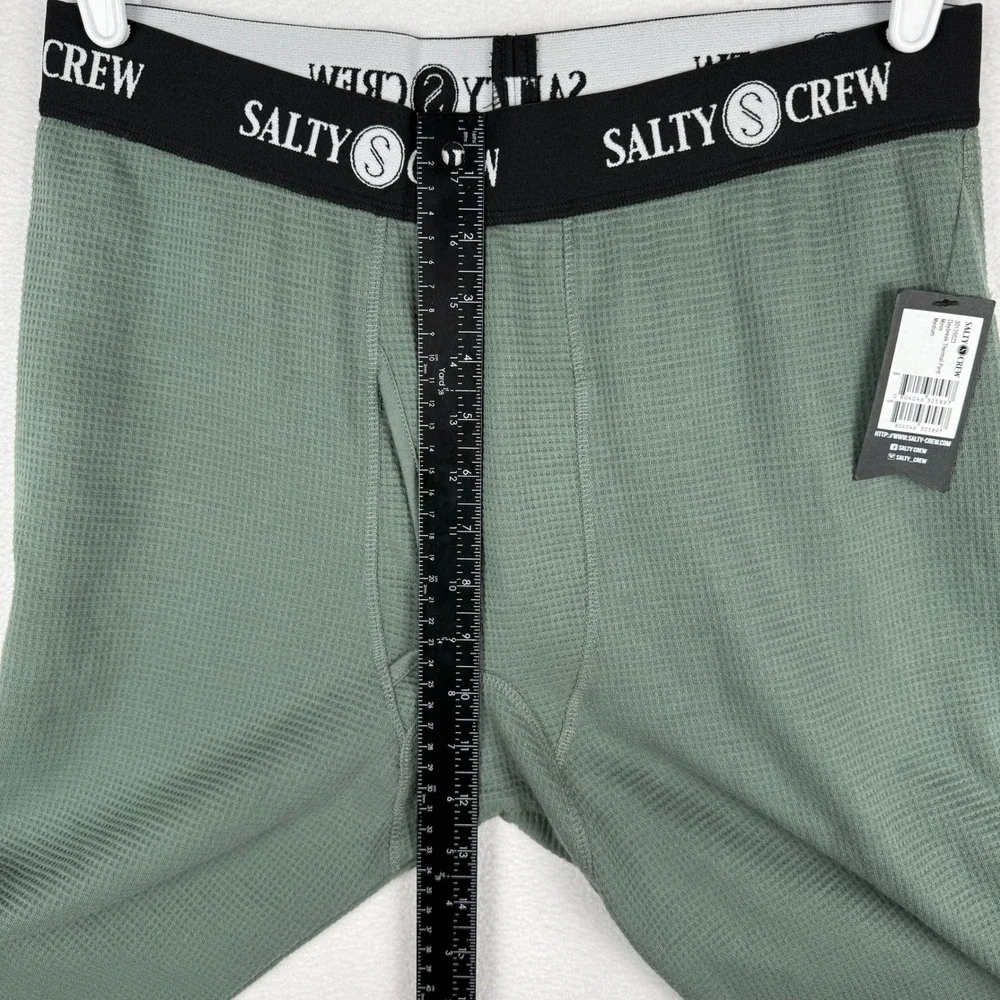 NEW Salty Crew Daybreak Thermal Pant Mens M Moss Green Waffle Knit Base Layer